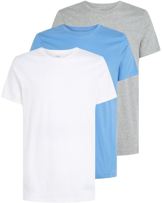T-Shirts ches Courtes Lot de 3 en Coton Calvin Klein pour homme en coloris Blue