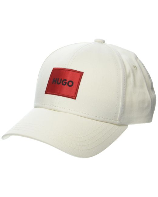 HUGO White Square Logo Cotton Cap Baseball for men