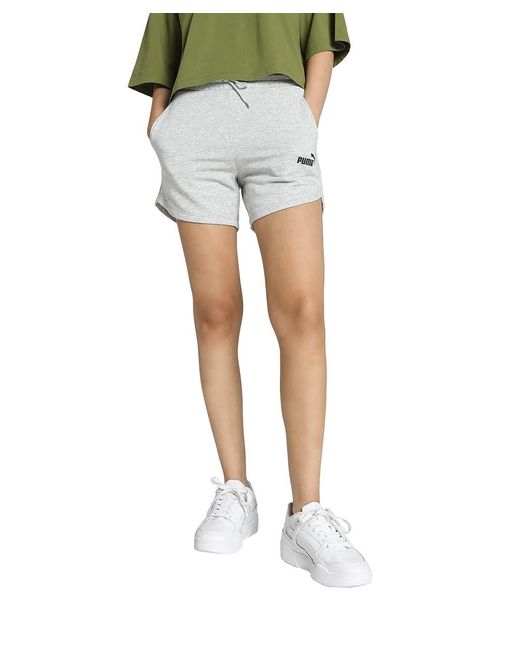 PUMA Gray Sporthose "Essentials Hochgeschnittene Shorts Damen"