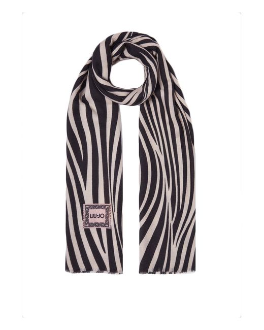 Liu Jo White Sciarpa stola zebra animalier C24LJ23 2F3144 T0300 NERO