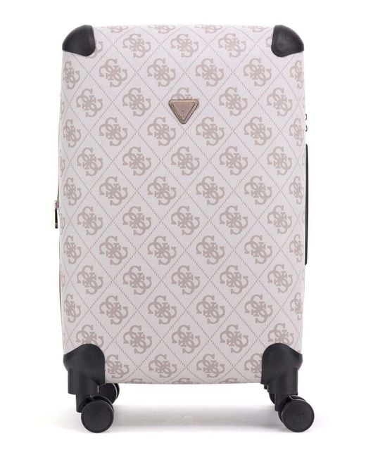 Valise 22 in 8-Wheeler Dark Taupe Logo écru Guess en coloris White