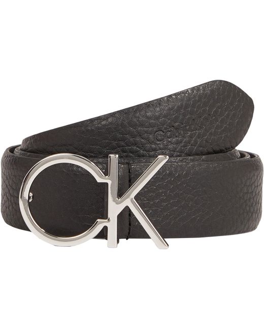 Cinturón de Piel para Mujer Ck Logo Belt 3.0 Pebble Calvin Klein de color Black