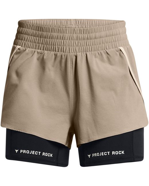 Pantaloncini da donna Pjt RCK Leg Day Flex Gym di Under Armour in Natural