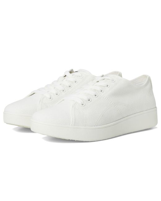Fitflop White Rally Canvas Sneakers Walking Shoes 8 M (B)
