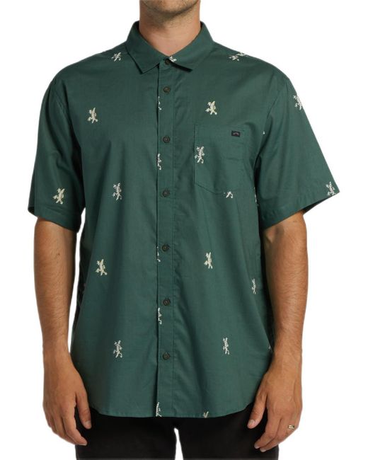 Billabong Green Classic Sundays Woven Short Sleeve Shirt for men