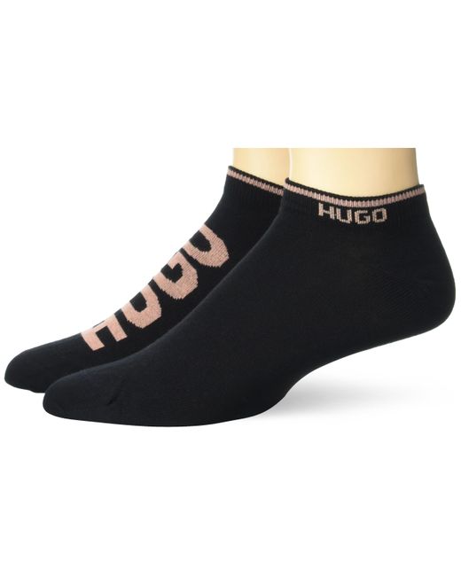 HUGO Black 2-pack Logo Combed Cotton Ankle Socks Casual for men