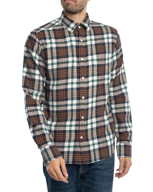 Gant Gray Regular Flannel Plaid Shirt for men
