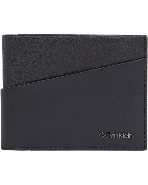 Calvin Klein Black Diagonal Bifold 6cc W/bill Wallets for men