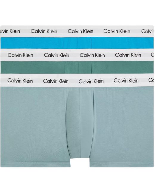 3 Pack Low Rise Trunks - Cotton Stretch - - Blue - Men - S Calvin Klein de hombre de color Multicolor