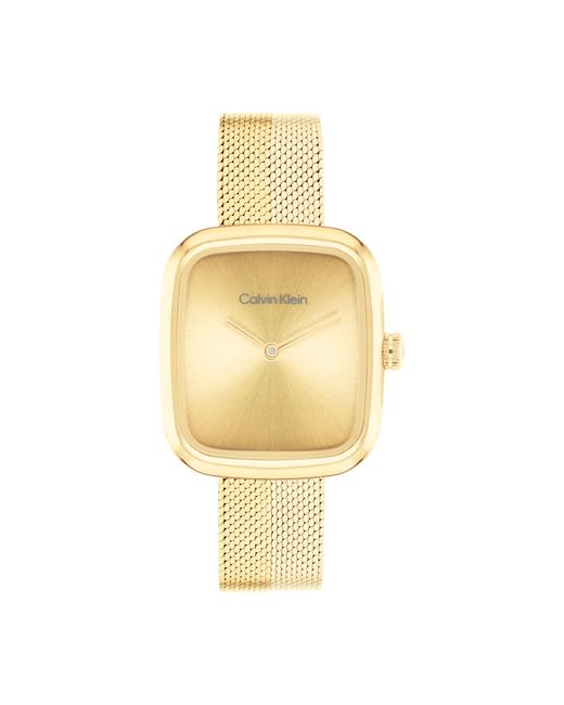 Orologio Con Movimento Al Quarzo A Due Lancette da Donna Collezione CK ADORE con Cinturino in Maglia Metallica in di Calvin Klein in Yellow