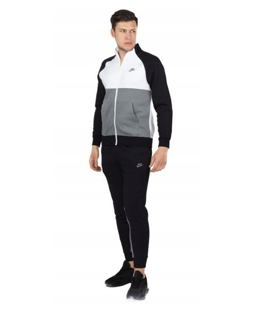 Nike Tracksuit Sportswear Football Hoodie Bottoms Black White Grey Fleece Cotton Size Large L for men