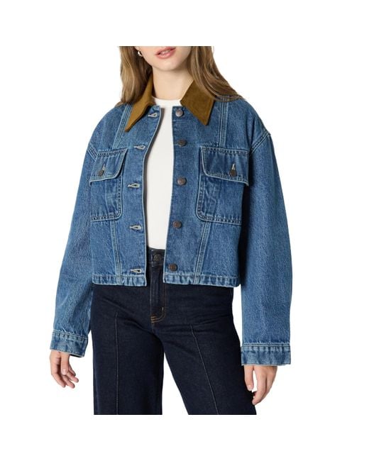 Amazon Essentials Blue Oversize-Jeansjacke Mit Kontrastierendem Kragen
