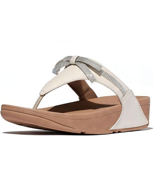 Fitflop Metallic Lulu Glitz-bow Leather Toe-post Sandals Wedge