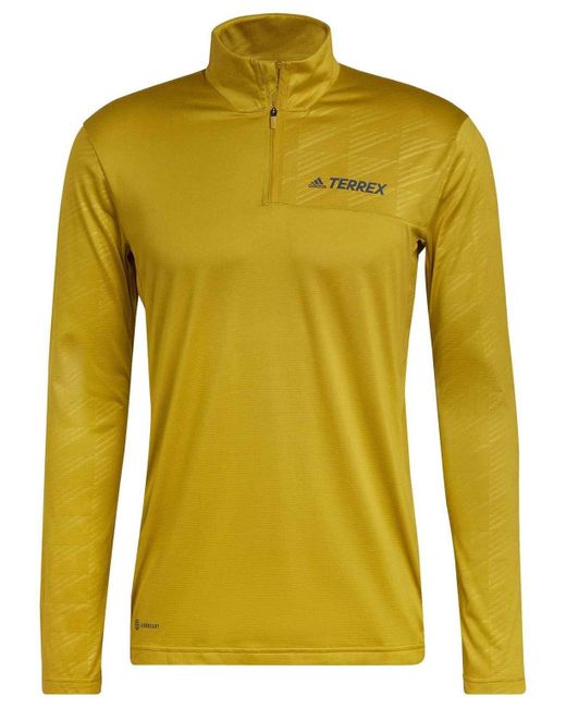 Adidas Mt Half Zi Ls Shirt Met Lange Mouwen Voor in het Yellow voor heren