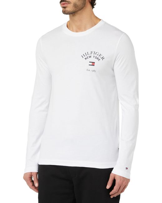 Tommy Hilfiger Boog Varsity Ls Tee L/s T-shirts in het White voor heren