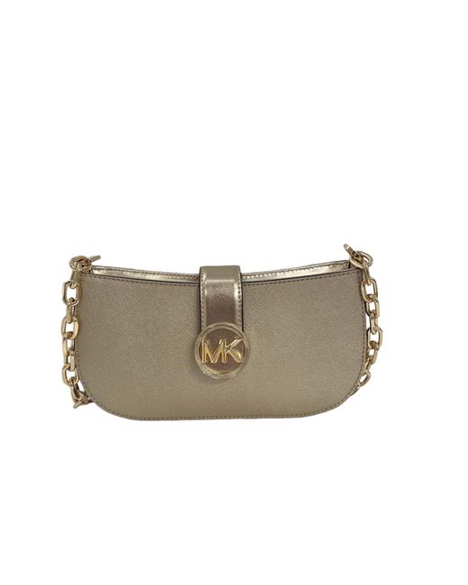 Michael Kors Gray Carmen Xs Leather Pouchette Shoulder Bag