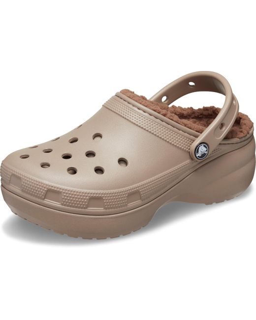 CROCSTM Metallic Classic Platform Lined Clog 36-37 EU Mushroom