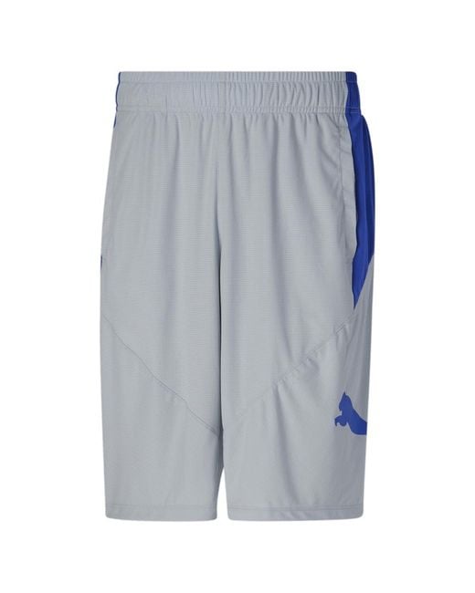 PUMA Blue Mens Cat Athletic Shorts Training Athletic Bottoms Casual Breathable - Grey, Grey, Medium for men
