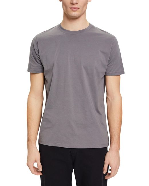 Rundhals Basic T-Shirt Esprit pour homme en coloris Gray