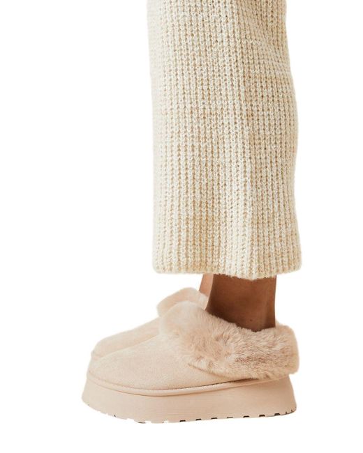 Dorothy Perkins Honora Suedette Faux Fur Lined Mule Slippers in Natural Lyst UK