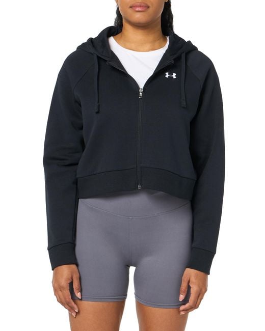 Under Armour Black Rival Fleece Cropped Full Zip