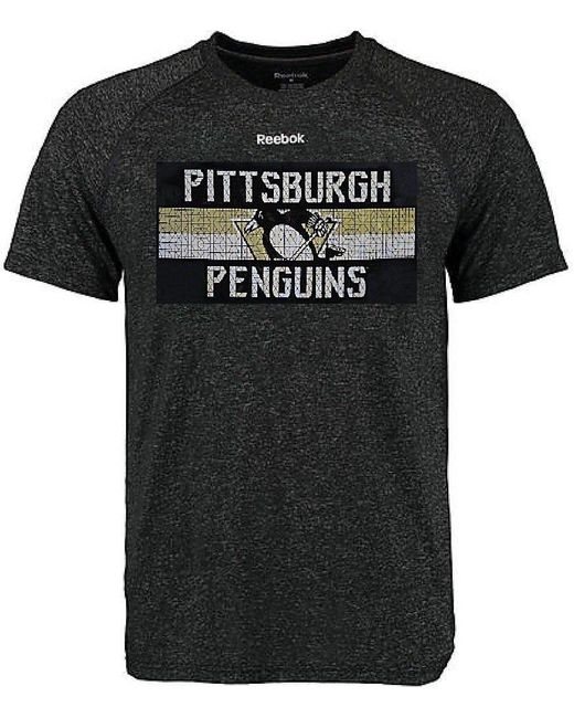 Reebok Pittsburgh Penguins Heather Black Name In Lights Synthetic Ultimate T Shirt for men