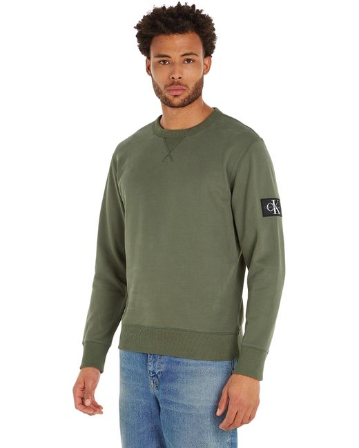 Calvin Klein Abzeichen mit Rundhalsausschnitt Sweatshirts in Green für Herren