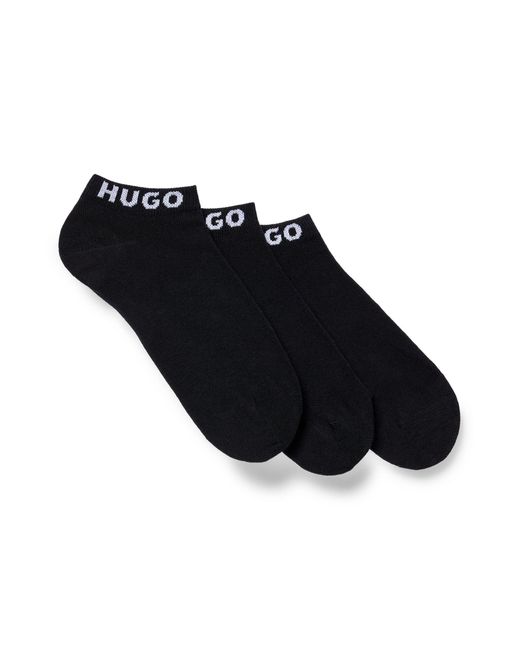 HUGO Black S 3p As Uni Cc Three-pack Of Logo-cuff Socks In An Ankle Length for men