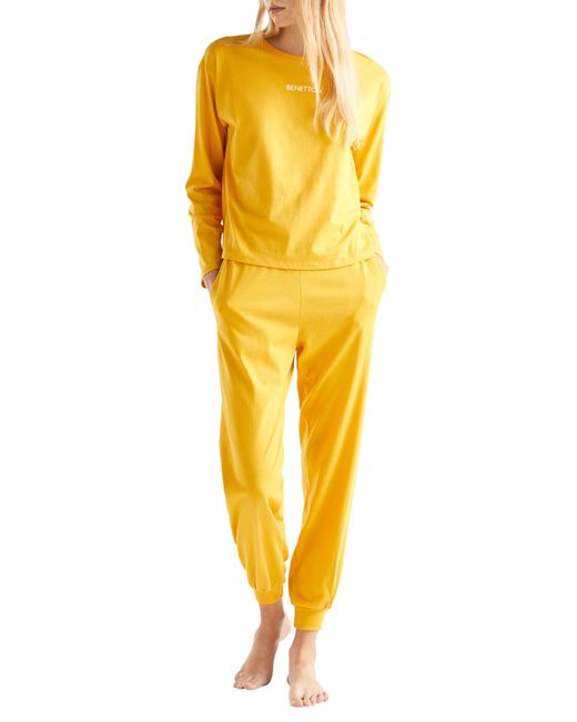 Benetton Yellow T-shirt M/l 30963m04s Pajama Top
