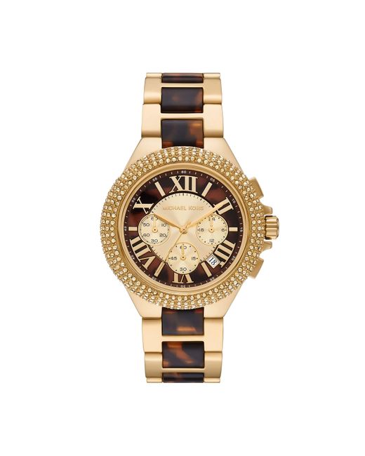 Reloj Camille oversize de acetato en tono dorado y carey con incrustaciones Michael Kors de color Metallic
