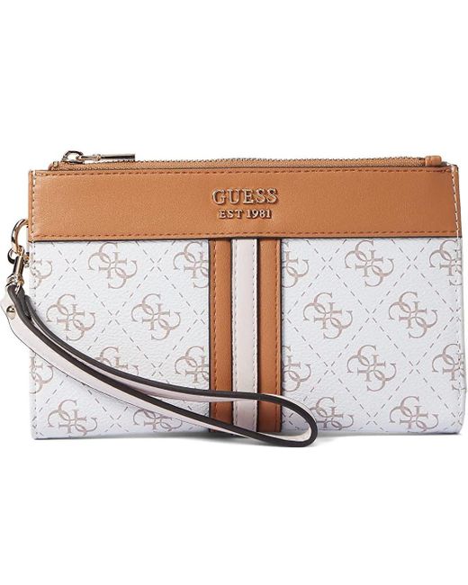 Guess Kasinta Double Zip Organizer Wallet in White/Caramel (White) Lyst