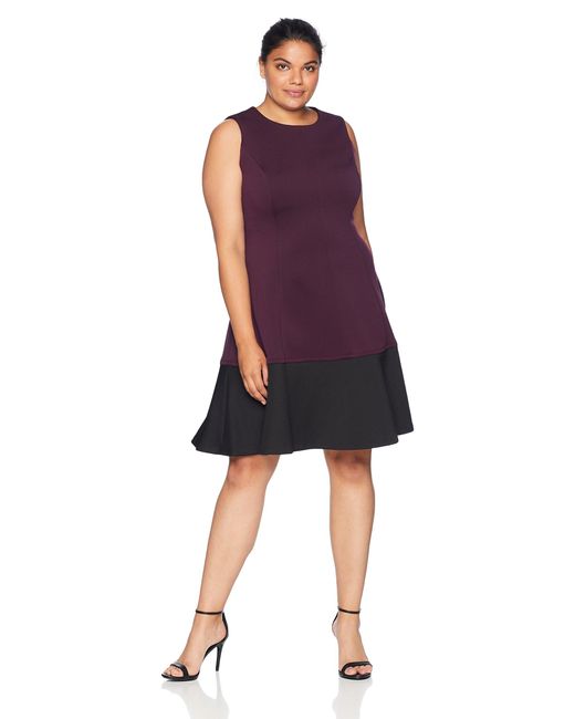 calvin klein colorblock fit and flare dress