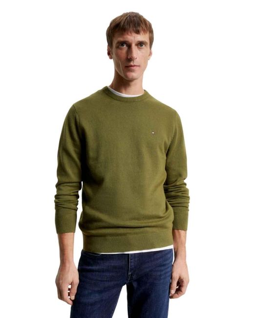 TH Monogram Rundhals-Pullover aus Baumwoll-Kaschmirmix Tommy Hilfiger pour homme en coloris Green