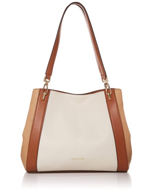Calvin Klein White Reyna Novelty Triple Compartment Shoulder Bag