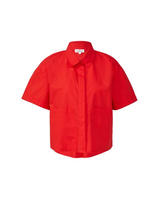 S.oliver Red Verkürzte Hemdbluse im Relaxed Fit mit aufgesetzten Taschen rot 42