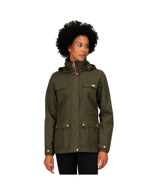 Regatta Green Womens Alixa Waterproof High Collar Outdoor Walking Jacket - 16