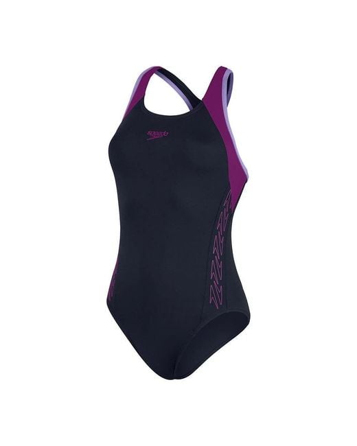 Speedo Hyperboom Splice Flyback Navy/purple Swimsuit/swimming Costume