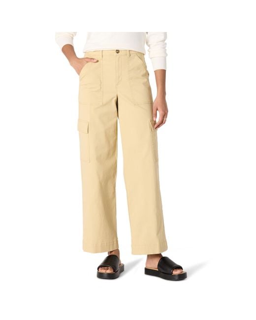 Amazon Essentials Natural Hoch geschnittene Lange Relaxed-Fit-Cargohose in Khaki mit weitem Bein