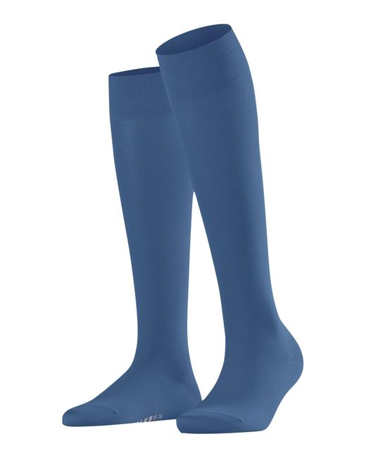 Falke Blue Cotton Touch W Kh Thin Long Plain 1 Pair Knee-high Socks