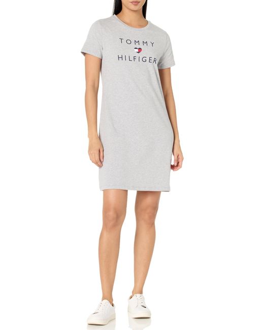 Tommy Hilfiger White Cotton Short Sleeve Heart Logo T-shirt Dress Casual