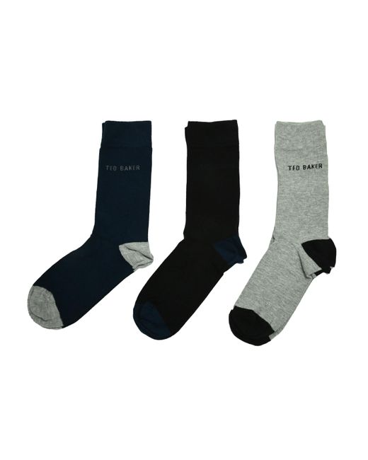Ted Baker London Mixxed 3 Pair Pack Of S Ankle Socks Organic Cotton Black for men