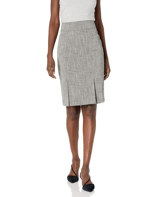 Kasper Crossdye Linen Blend Seamed Skirt in Gray | Lyst