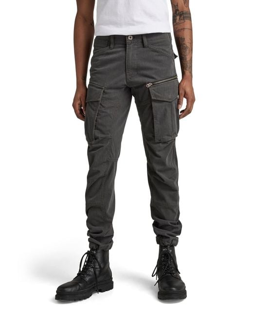 G-Star RAW Black Rovic Zip 3d Straight Tapered Fit Cargo Pants for men