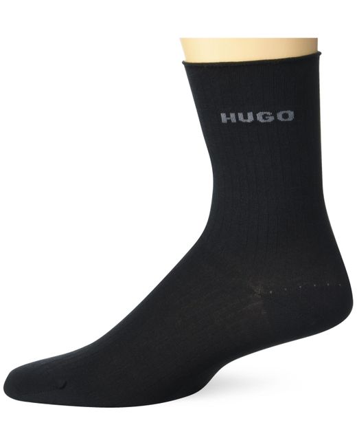 HUGO Black 2-pack Fine Ribbed Quarter Length Socks for men