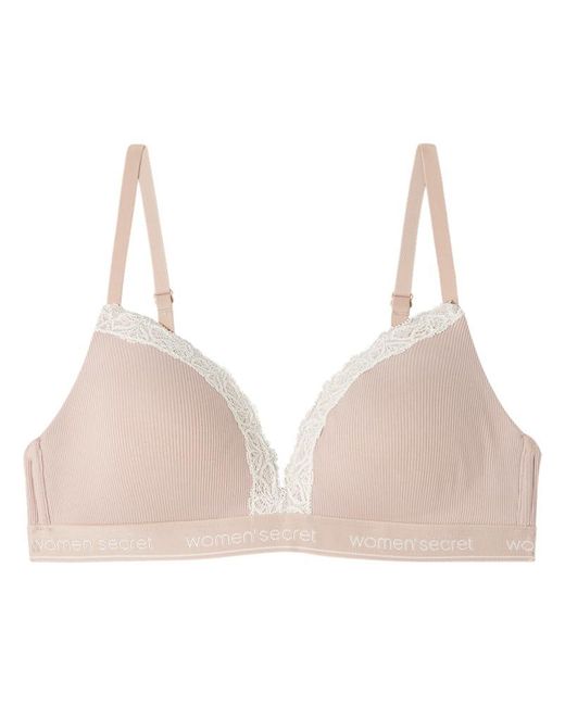Sujetador Triangular Charming Algodón Bra Women'secret de color Natural