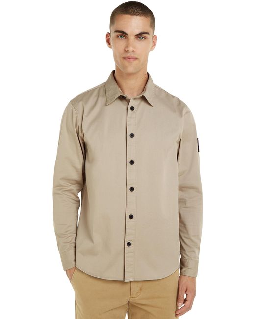 Calvin Klein Monologo Button Relaxed Shirt Freizeithemden in Natural für Herren