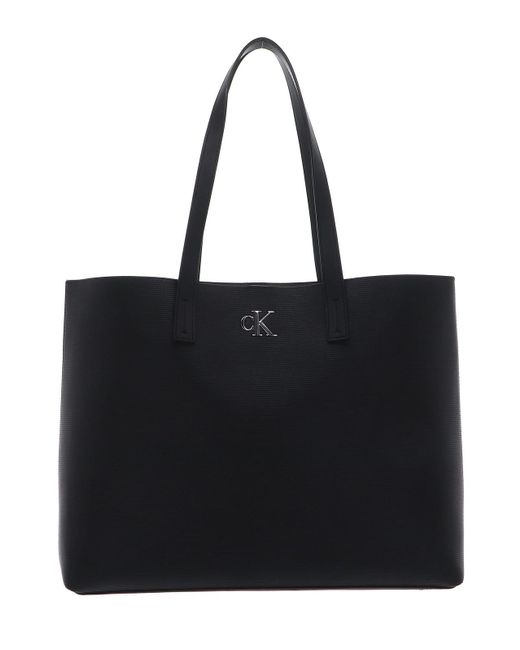 Calvin Klein Minimal Monogram Slim Tote Black