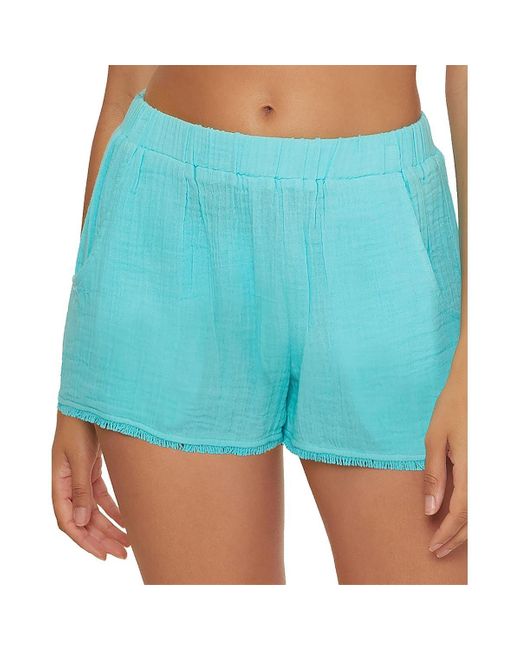 Trina Turk Blue Standard Serene Fringe Shorts