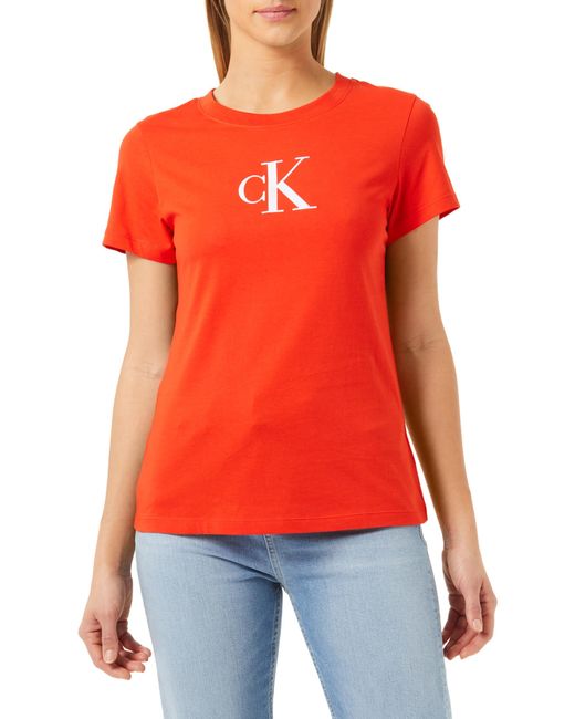 Calvin Klein Red T-Shirt Kurzarm Gradient Rundhalsausschnitt