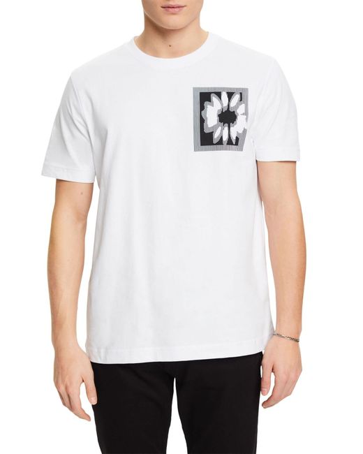Esprit T-Shirt mit floralem Print und Logo in White für Herren